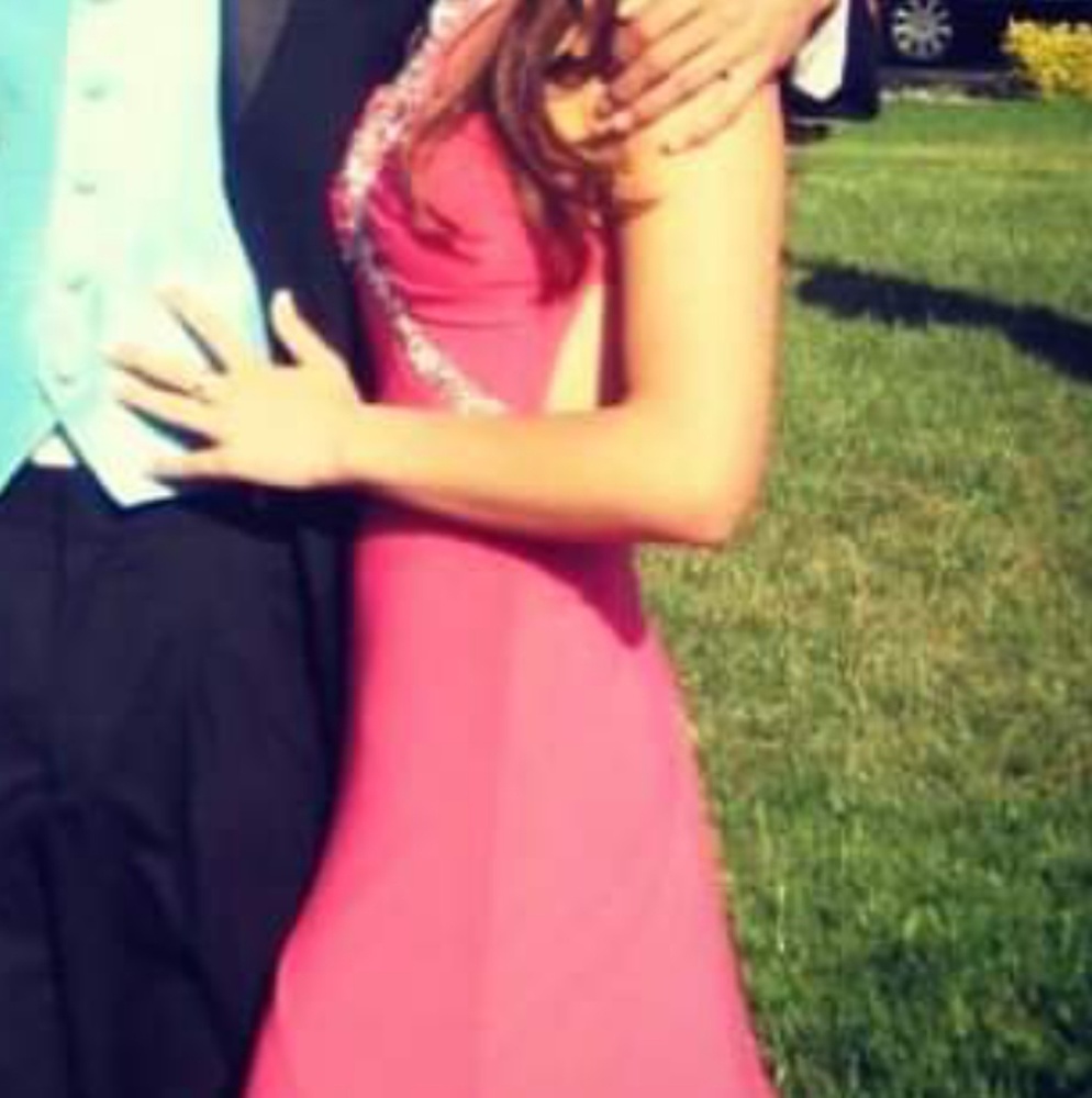 Hot pink sparkly prom dress